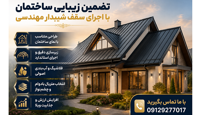 تضمین زیبایی ساختمان با اجرای سقف‌ شیبدار مهندسی
